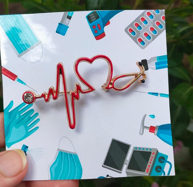 Stethoscope ECG Brooch