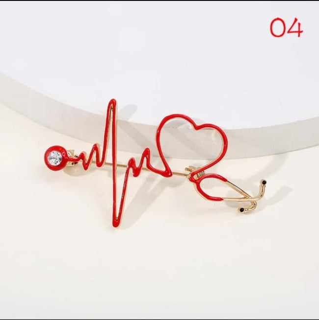 Stethoscope ECG Brooch
